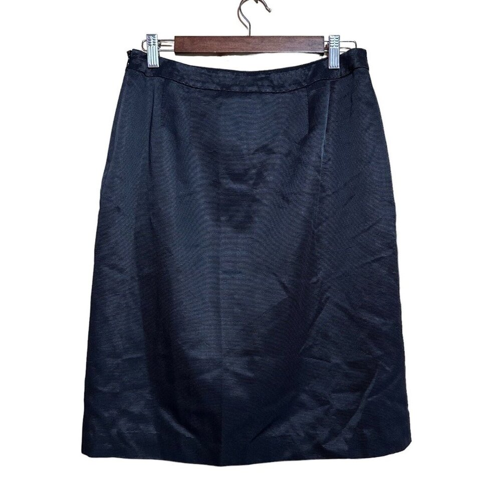 Talbots Black Knee-Length Straight Skirt Italian Fabric Size 10 Back Vent Preppy
